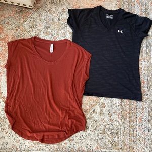 Bundle of 2- under armour & athleta medium workout shirts